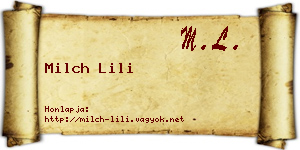 Milch Lili névjegykártya